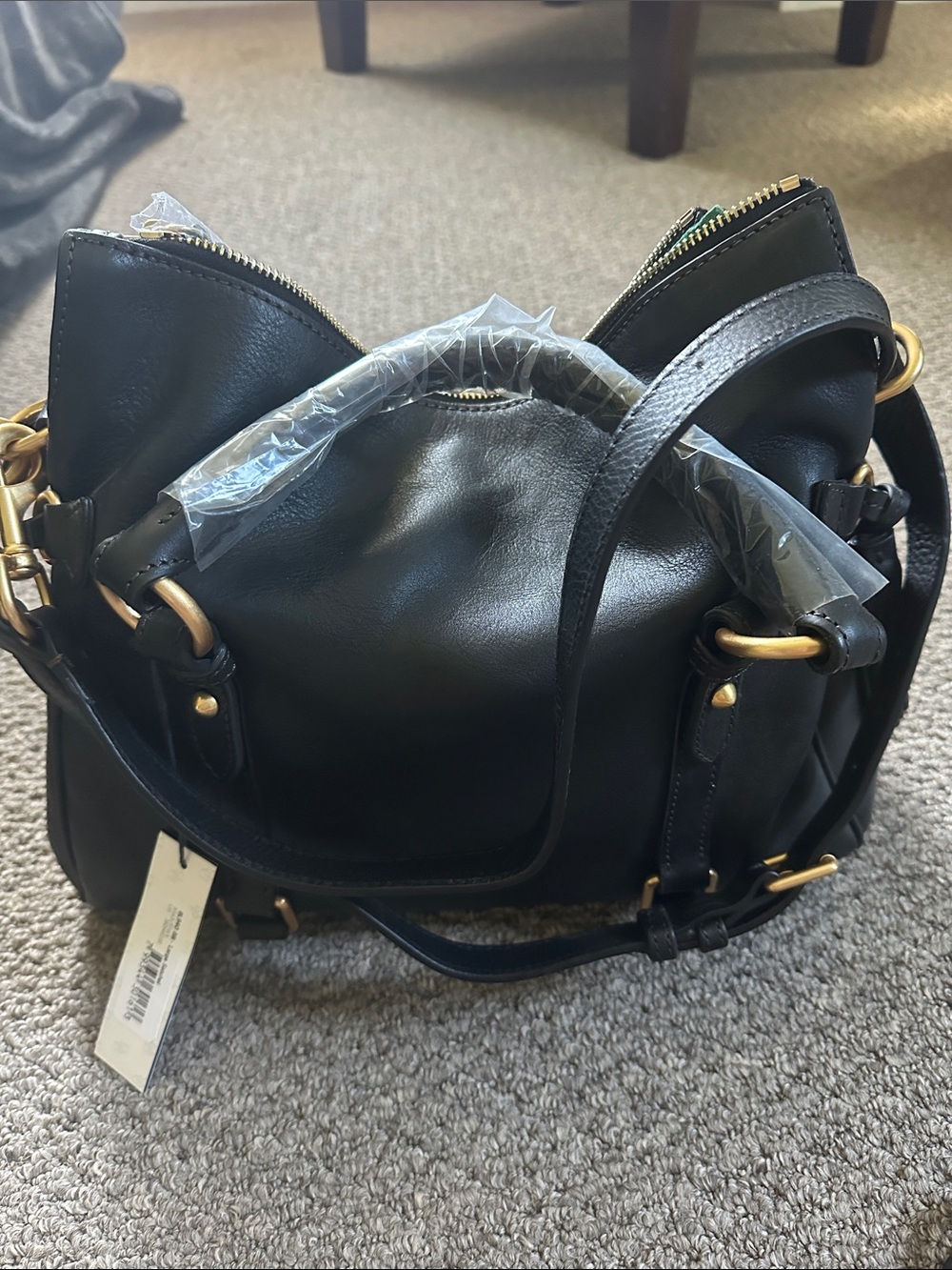 Dooney & Bourke Black Florentine Satchel (large) with Gold Hardware - Picture 5 of 7
